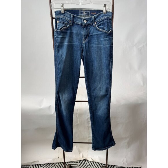 7 For All Mankind Kaylie Jeans Flared Leg Mid-Rise Denim Blue Womens Size 27 - Picture 14 of 16